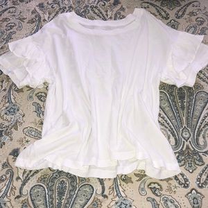 Current/Elliott oversized tee with ruffle sleeves